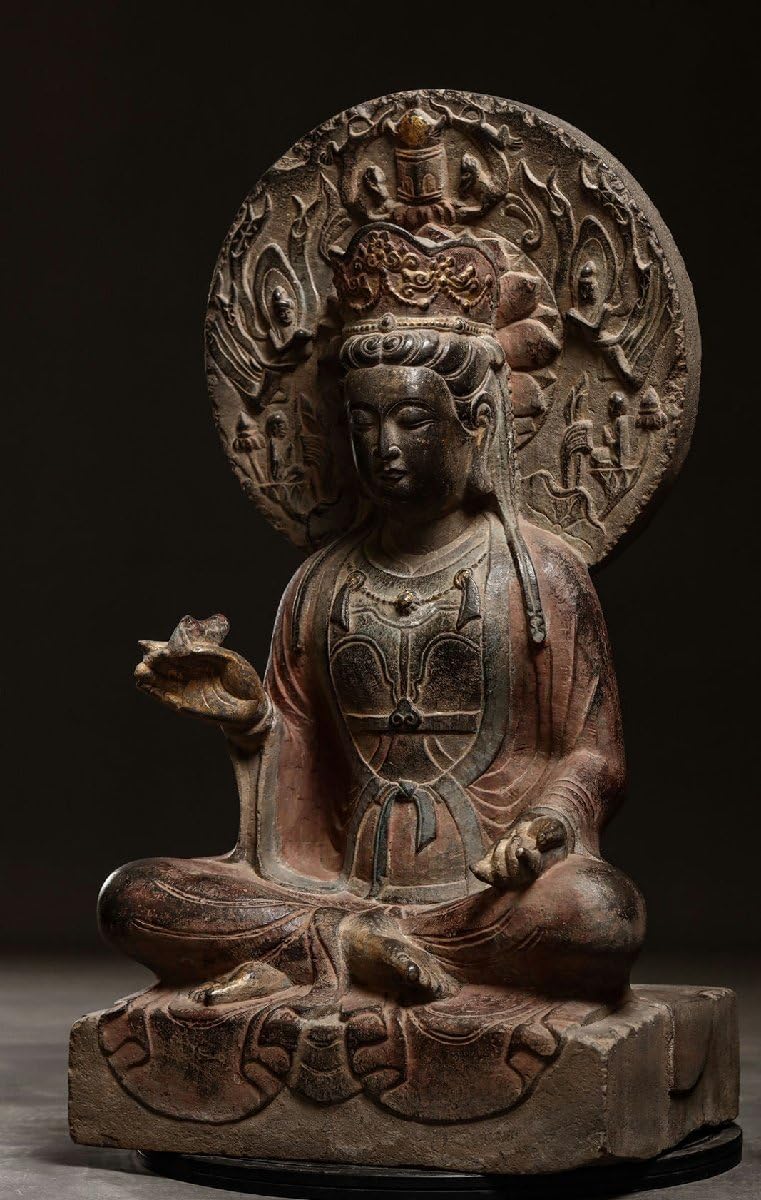 北魏時代 青石睡仏 青石細密彫 仏像 仏師手作り品 某寺院所蔵 □